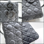 Dior Ultra Matte Lady Dior Cannage Medium Bag Calfskin Black — view 3