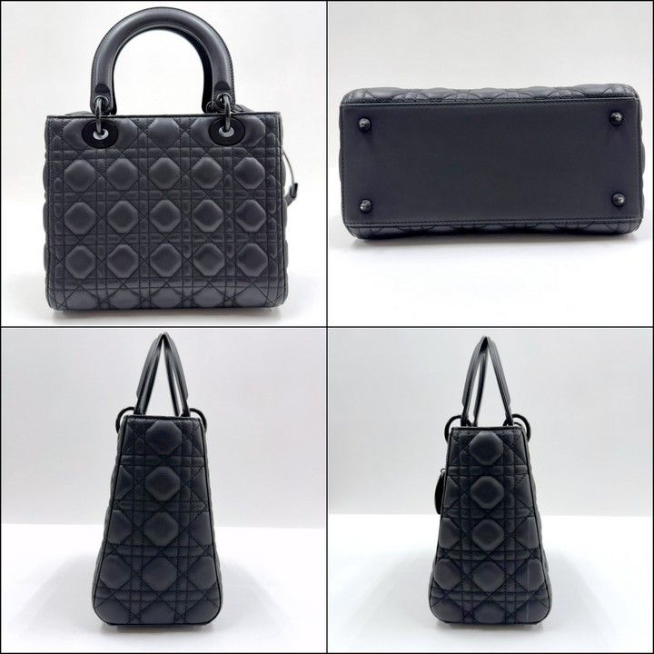 Dior Ultra Matte Lady Dior Cannage Medium Bag Calfskin Black — view 2