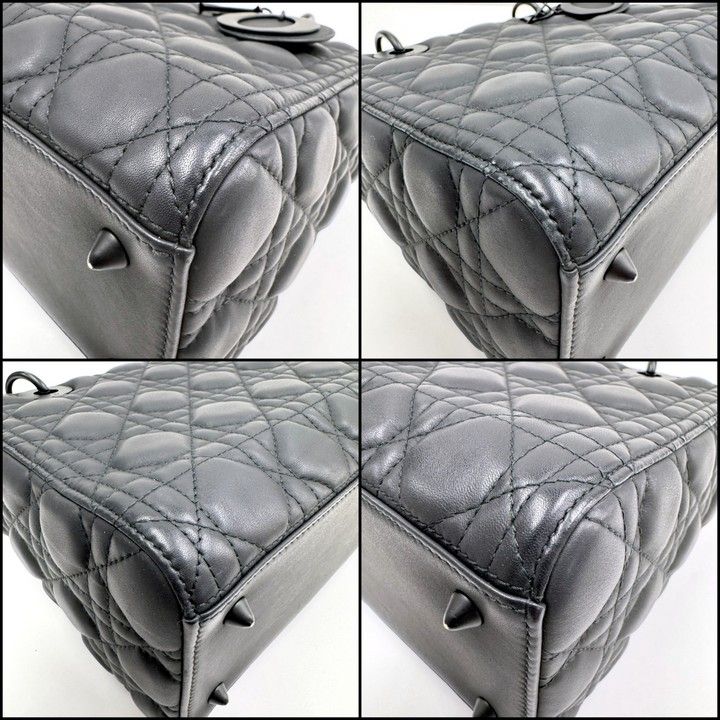 Dior Ultra Matte Lady Dior Cannage Medium Bag Calfskin Black — view 4