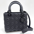 Dior Ultra Matte Lady Dior Cannage Medium Bag Calfskin Black