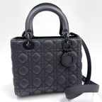 Dior Ultra Matte Lady Dior Cannage Medium Bag Calfskin Black