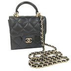 Chanel Mini Quilted Chain Shoulder Bag Leather Black