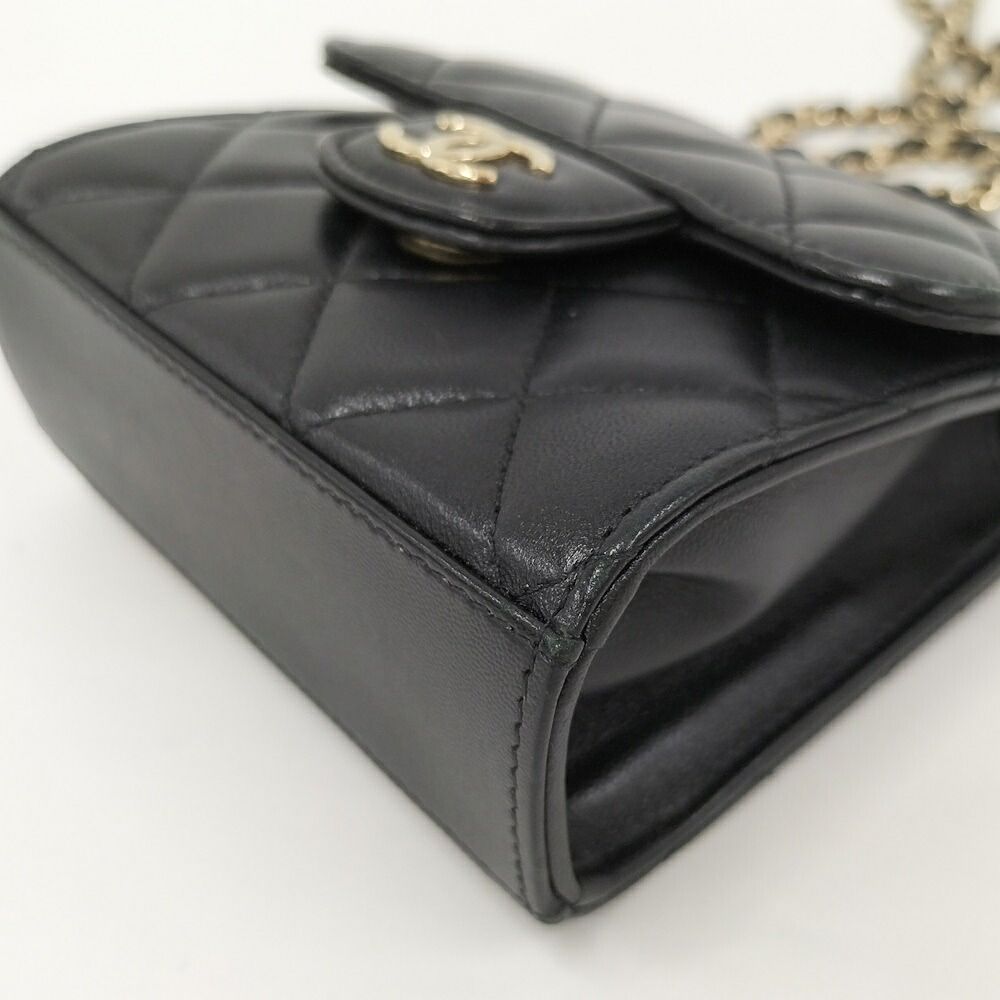 Chanel Mini Quilted Chain Shoulder Bag Leather Black — view 3