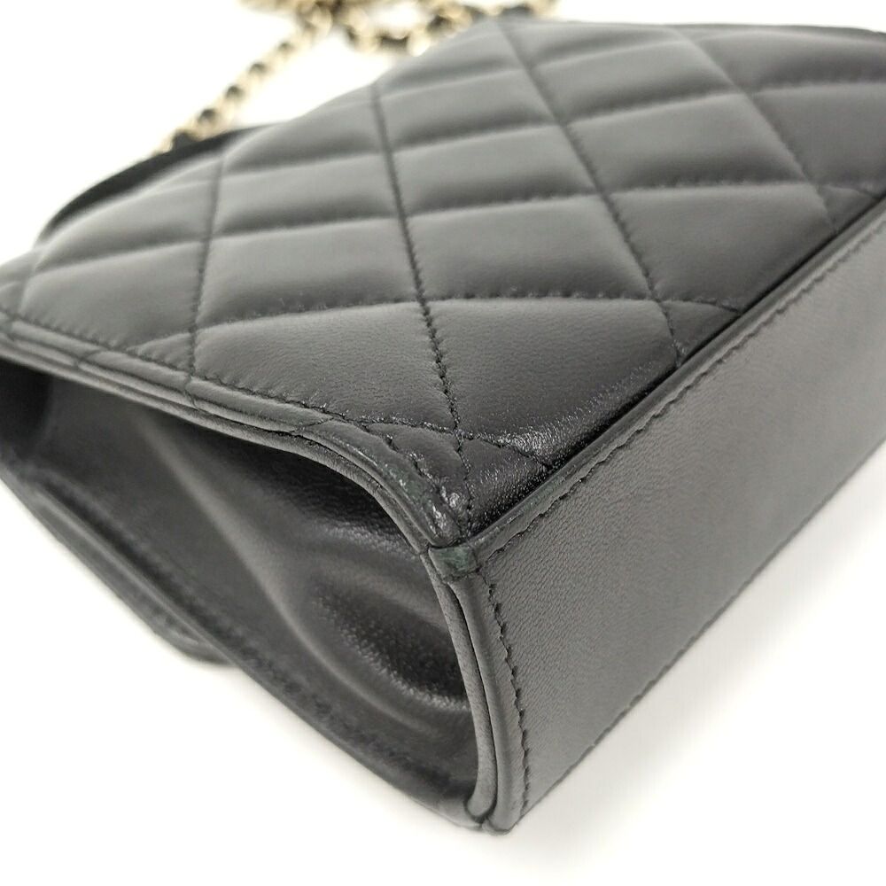 Chanel Mini Quilted Chain Shoulder Bag Leather Black — view 5