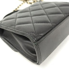 Chanel Mini Quilted Chain Shoulder Bag Leather Black — view 5