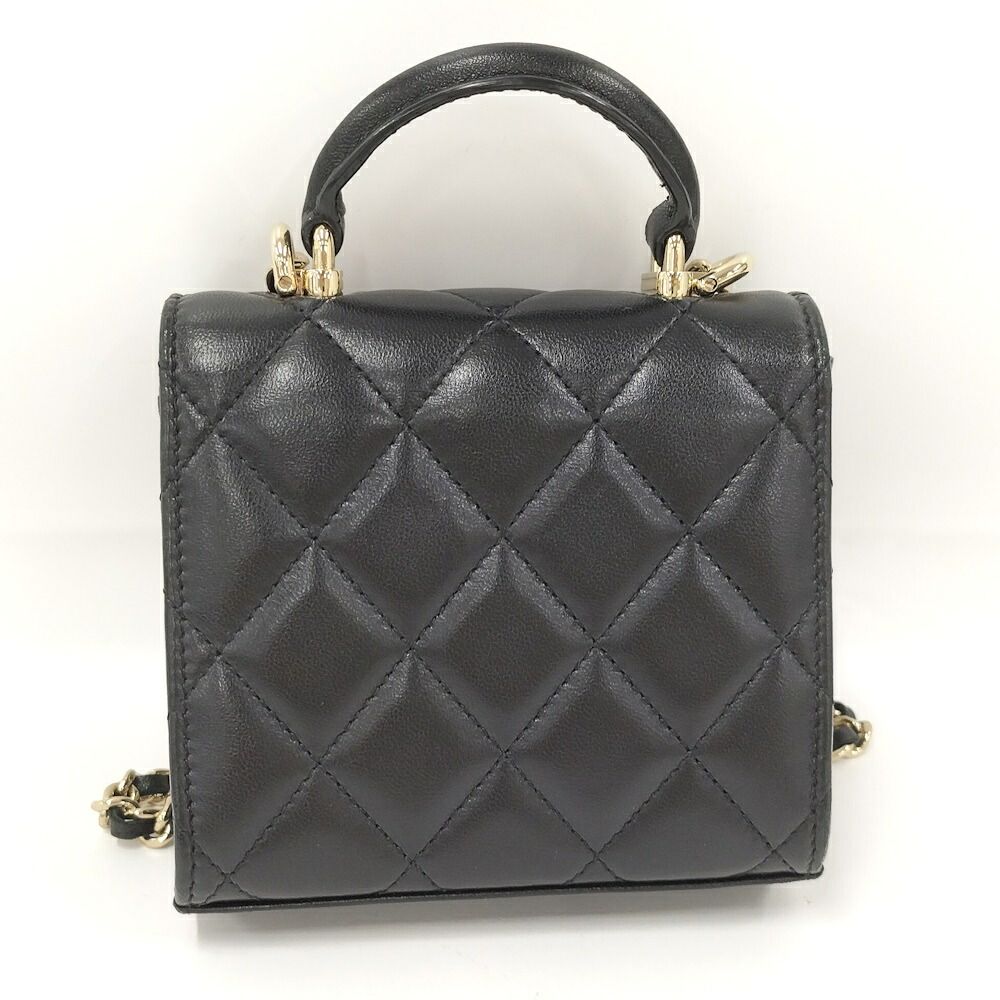 Chanel Mini Quilted Chain Shoulder Bag Leather Black — view 2