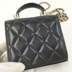 Chanel Mini Quilted Chain Shoulder Bag Leather Black — view 6