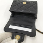 Chanel Mini Quilted Chain Shoulder Bag Leather Black — view 8