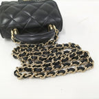 Chanel Mini Quilted Chain Shoulder Bag Leather Black — view 7