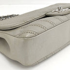 Chanel Chevron Chain Shoulder Bag V-stitch Studs Leather Gray — view 4