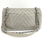 Chanel Chevron Chain Shoulder Bag V-stitch Studs Leather Gray — view 2