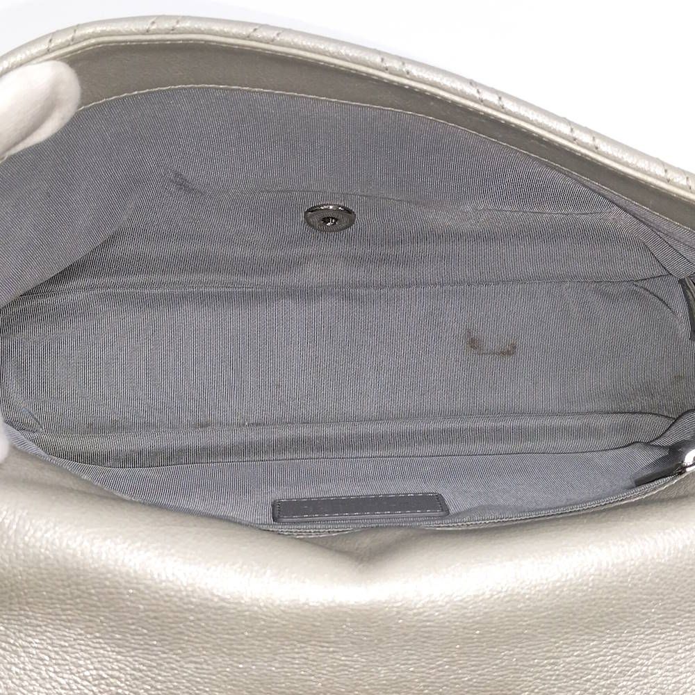 Chanel Chevron Chain Shoulder Bag V-stitch Studs Leather Gray — view 8