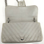 Chanel Chevron Chain Shoulder Bag V-stitch Studs Leather Gray — view 7