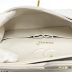 Chanel Quilted 23 Chain Shoulder Bag Double Flap Gold Leather White — view 8