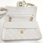 Chanel Quilted 23 Chain Shoulder Bag Double Flap Gold Leather White — view 7