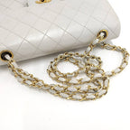 Chanel Quilted 23 Chain Shoulder Bag Double Flap Gold Leather White — view 6