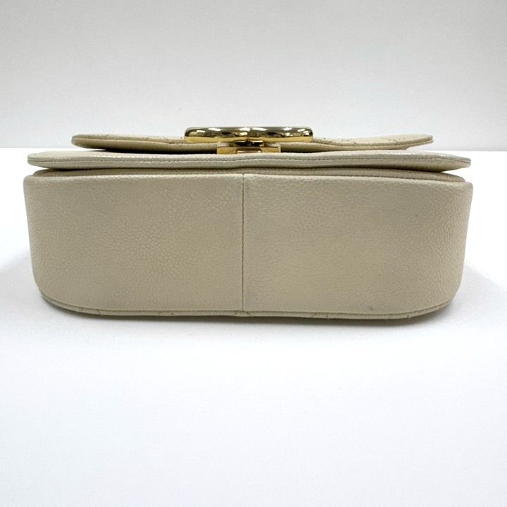 Chanel CC Logo Top Handle 2-Way Bag Caviar Leather Ivory — view 4
