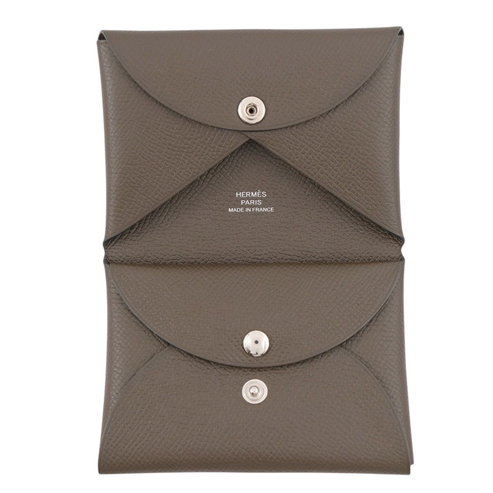 Hermes Coin Purse Calvi Duo Vert Roden Silver Epsom — view 4