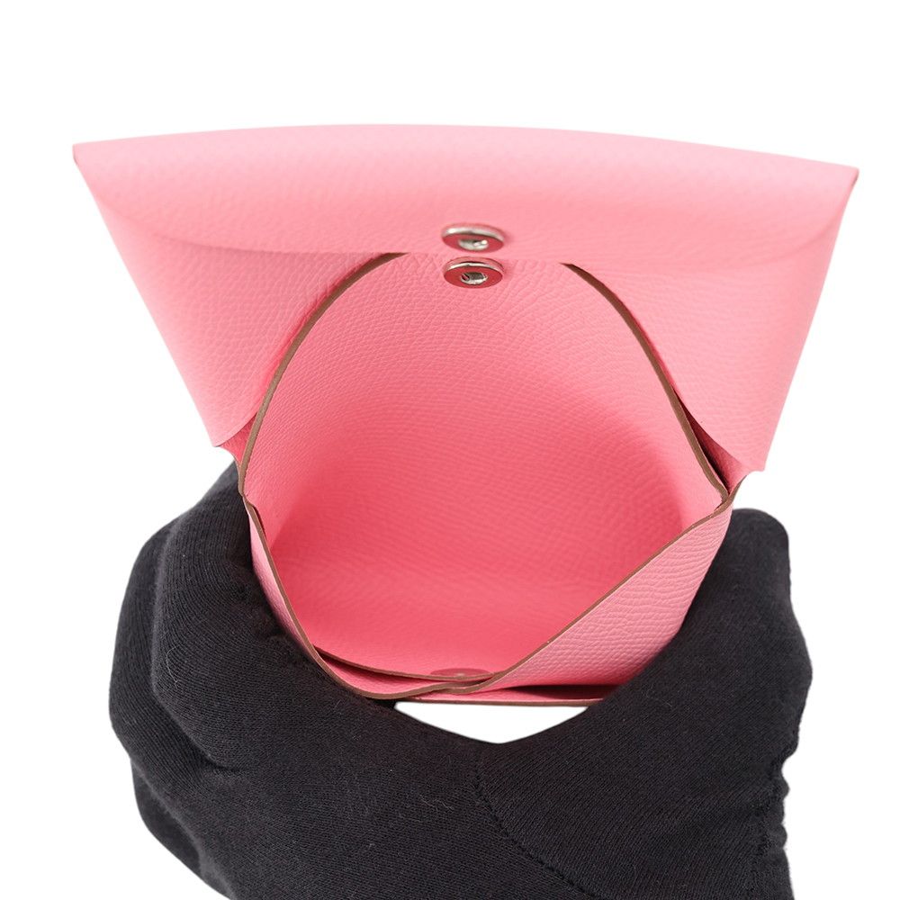 Hermes Coin Purse Calvi Duo Rose Confetti Silver Epsom — view 5