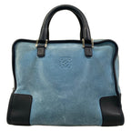 Loewe Handbag Amazona Blue Black Leather