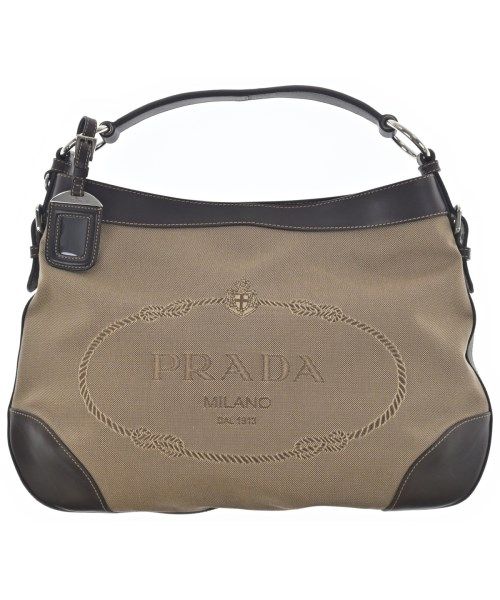 Prada Logo Jacquard Handbag Beige
