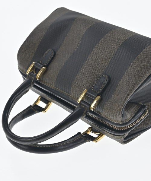 Fendi Pecan Pattern Mini Boston Handbag Brown — view 8