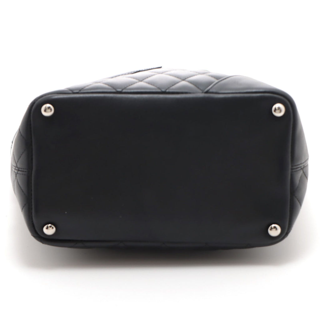 Chanel Cambon Line Medium Tote Black Leather Paten Handbag — view 3