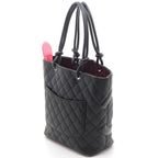 Chanel Cambon Line Medium Tote Black Leather Paten Handbag — view 2