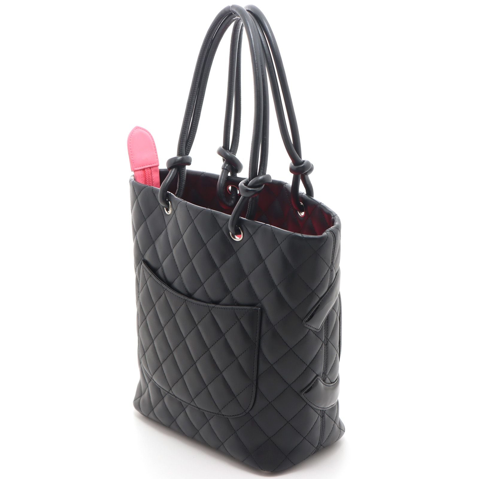 Chanel Cambon Line Medium Tote Black Leather Paten Handbag — view 2