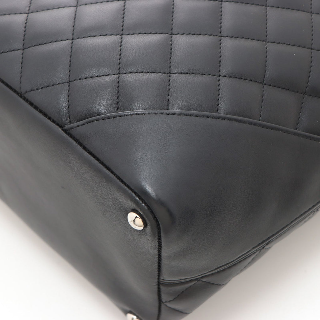 Chanel Cambon Line Medium Tote Black Leather Paten Handbag — view 6