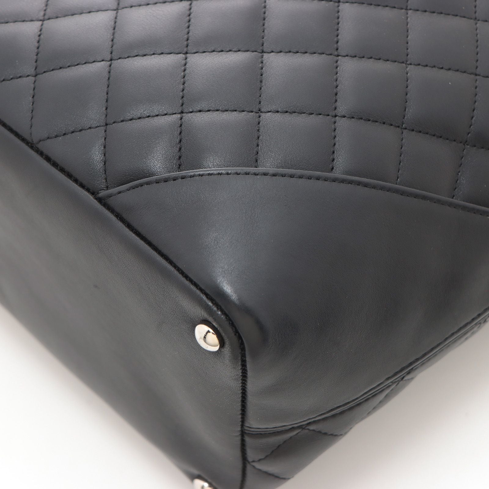 Chanel Cambon Line Medium Tote Black Leather Paten Handbag — view 6