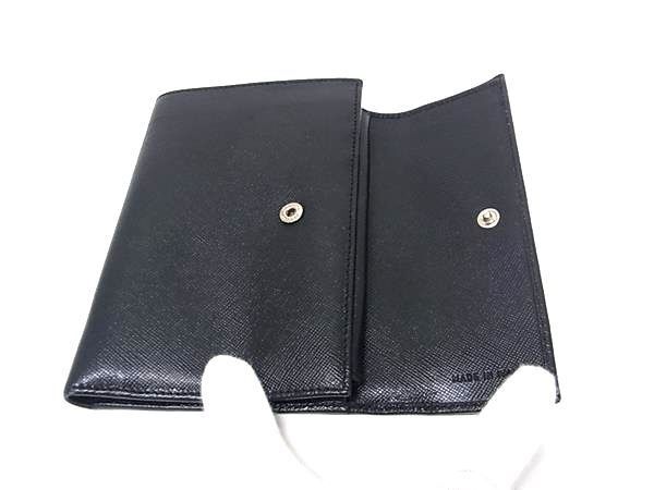 Prada Trifold Wallet Triangle Logo Black Saffiano Leather Silver — view 3