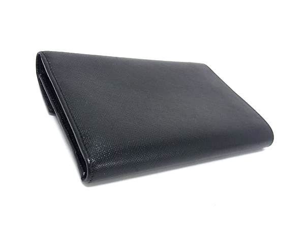 Prada Trifold Wallet Triangle Logo Black Saffiano Leather Silver — view 2
