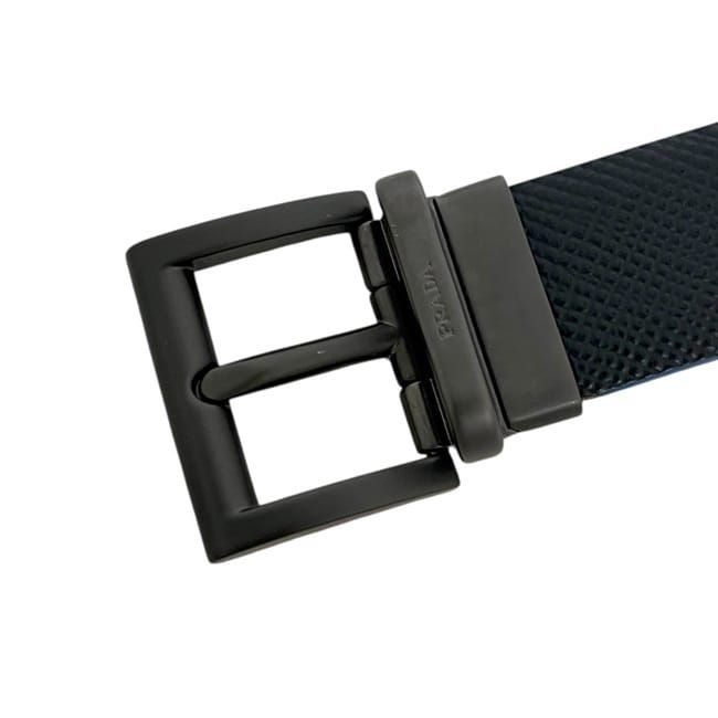 Prada Reversible Belt Waist 88 Leather Black Blue — view 7