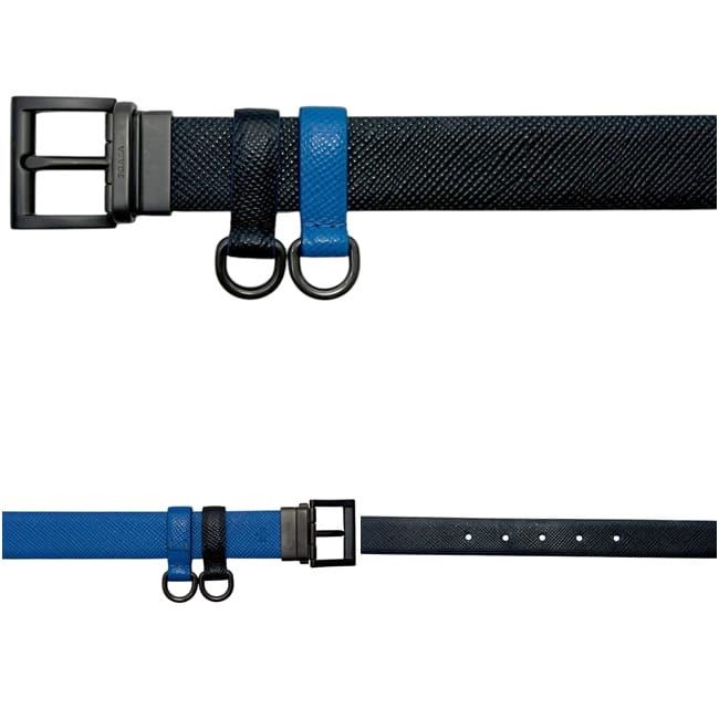 Prada Reversible Belt Waist 88 Leather Black Blue — view 4