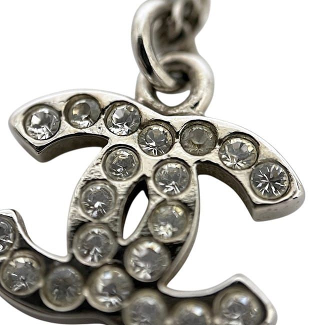Chanel Necklace CC Logo 09 Metal Rhinestone Silver — view 8