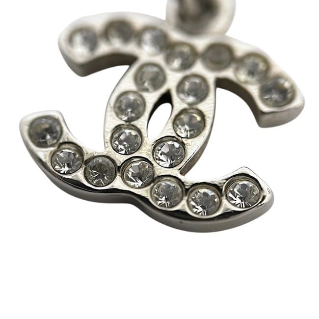Chanel Necklace CC Logo 09 Metal Rhinestone Silver — view 7