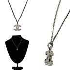Chanel Necklace CC Logo 09 Metal Rhinestone Silver — view 2