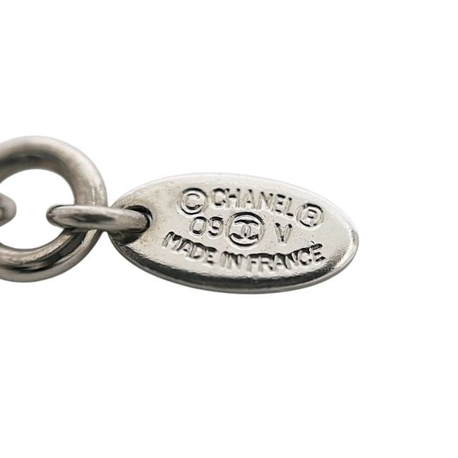 Chanel Necklace CC Logo 09 Metal Rhinestone Silver — view 5