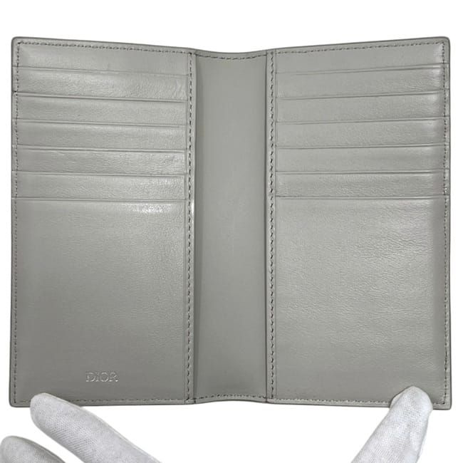 Dior Card Case CD Diamond Leather Gray — view 4