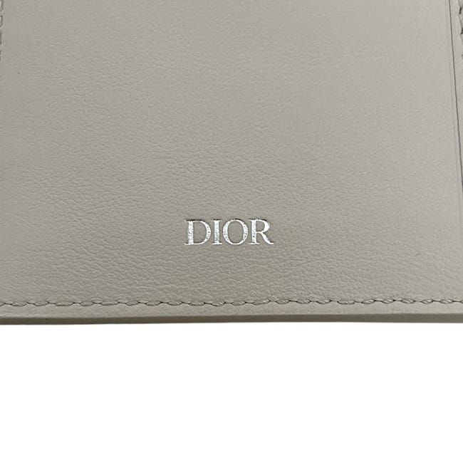 Dior Card Case CD Diamond Leather Gray — view 7