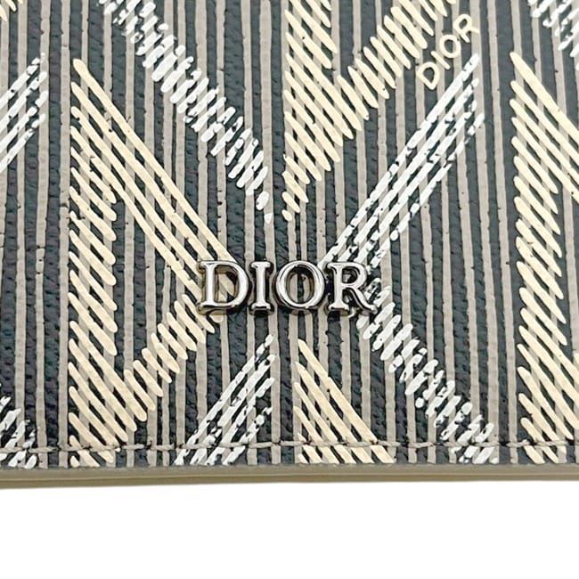 Dior Card Case CD Diamond Leather Gray — view 8