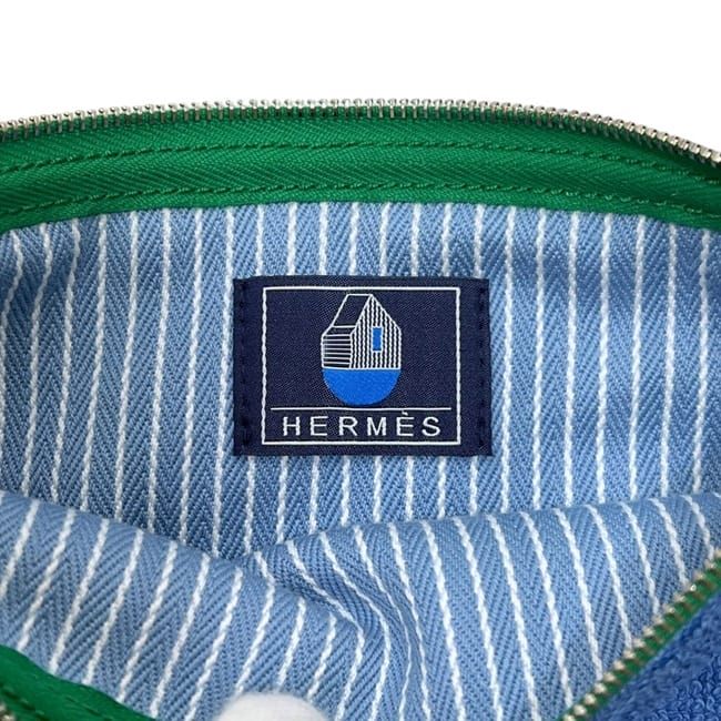 Hermes Pouch les Purse Flat PM Pile Blue Bicycle Embroidery — view 6