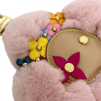 Louis Vuitton Bag Charm Vivienne Head Flower Crown Mink Vachetta Leather Pink — view 7