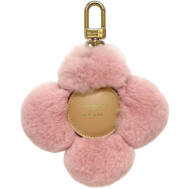 Louis Vuitton Bag Charm Vivienne Head Flower Crown Mink Vachetta Leather Pink — view 3