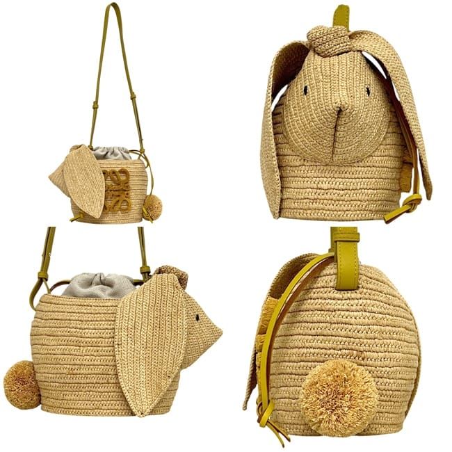 Loewe Shoulder Bag Bunny Raffia Beige Animal — view 2