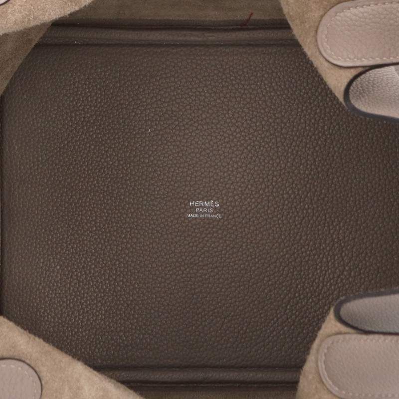 Hermes Picotin Lock MM Silver Taurillon Clemence Gray Asphalt Handbag MM — view 3