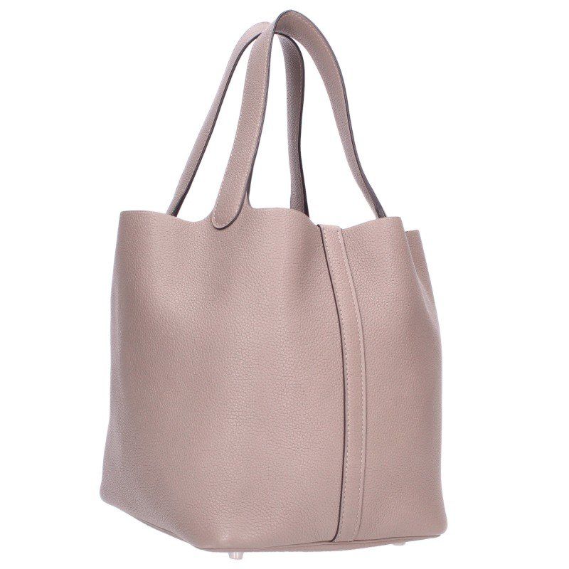 Hermes Picotin Lock MM Silver Taurillon Clemence Gray Asphalt Handbag MM — view 2