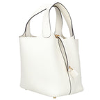 Hermes Picotin Lock PM New White Taurillon Clemence Handbag PM