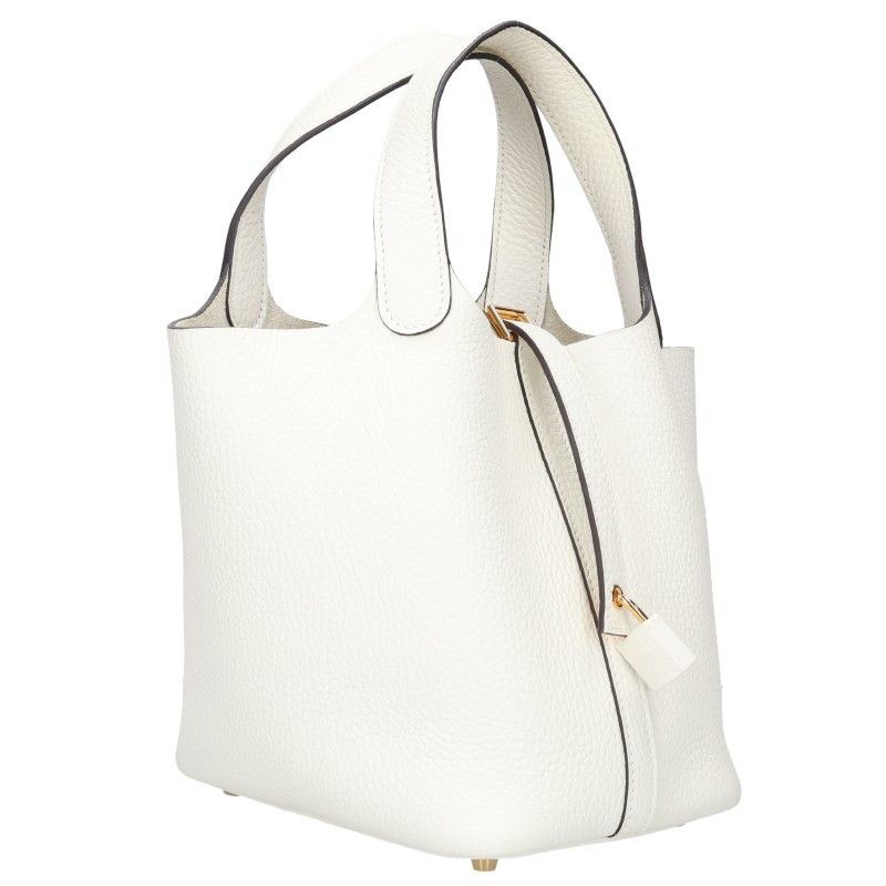 Hermes Picotin Lock PM New White Taurillon Clemence Handbag PM